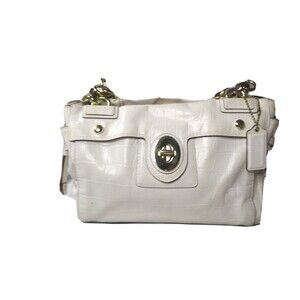 Coach Peyton Leather Handbag #14514 Satchel Ivory Cream Patent Shoulder Bag